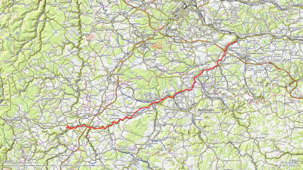Landkarte mit der Abbildung des GPS Tracks